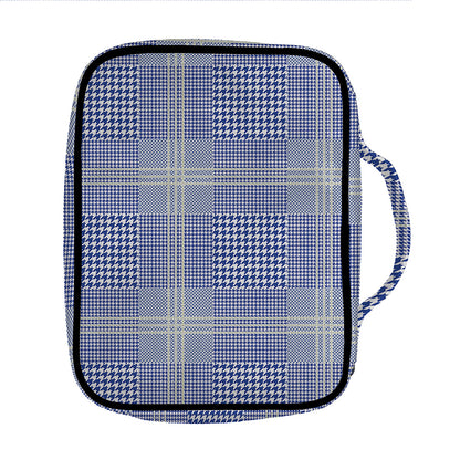 Blue And White Glen Plaid Print Front Pocket Bible Bag
