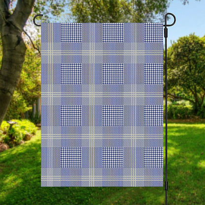 Blue And White Glen Plaid Print Garden Flag