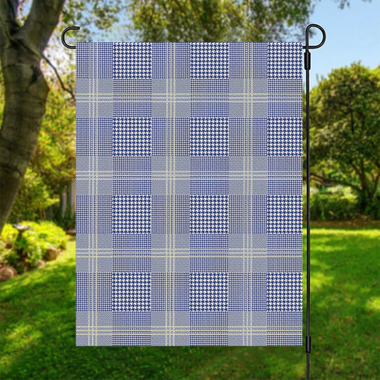 Blue And White Glen Plaid Print Garden Flag