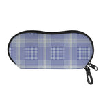 Blue And White Glen Plaid Print Glasses Case