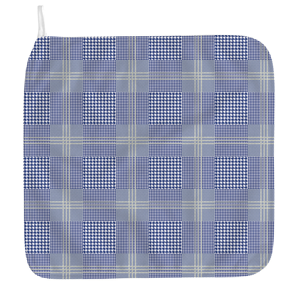 Blue And White Glen Plaid Print Hand Towel