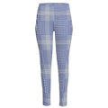 Blue And White Glen Plaid Print High-Waisted Pocket Leggings