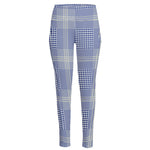 Blue And White Glen Plaid Print High-Waisted Pocket Leggings