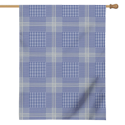 Blue And White Glen Plaid Print House Flag