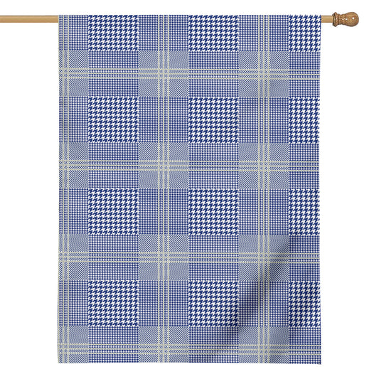 Blue And White Glen Plaid Print House Flag
