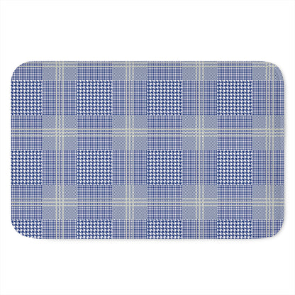Blue And White Glen Plaid Print Indoor Door Mat