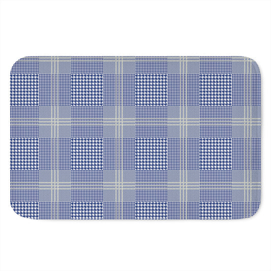 Blue And White Glen Plaid Print Indoor Door Mat