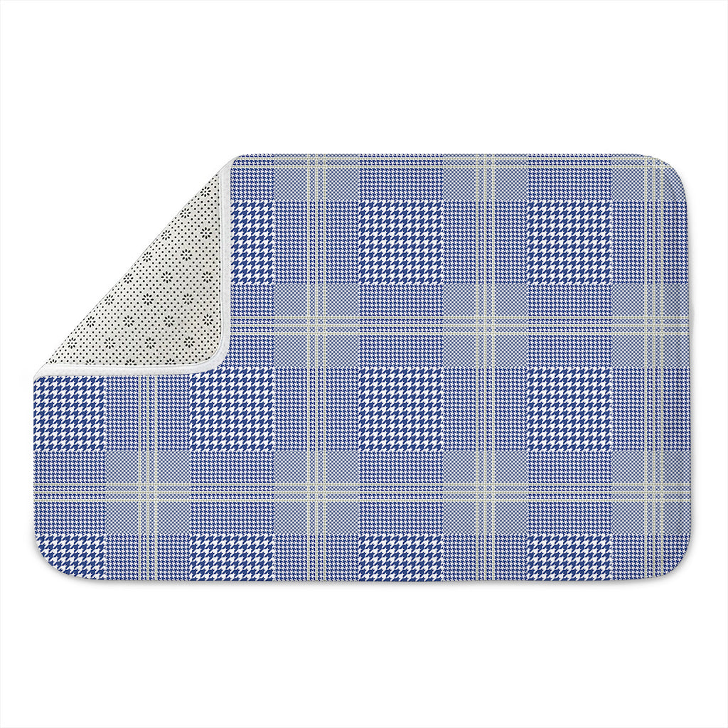 Blue And White Glen Plaid Print Indoor Door Mat