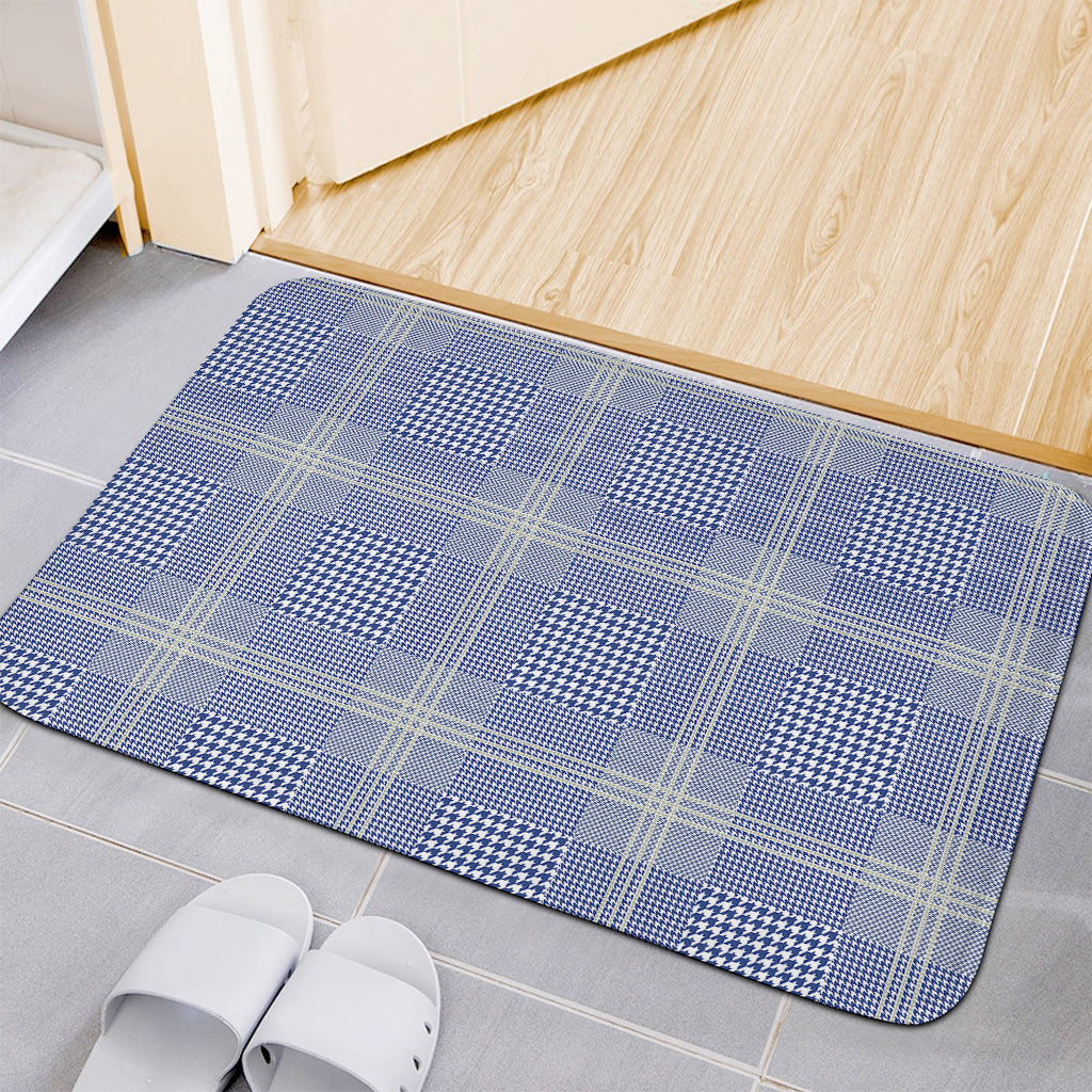 Blue And White Glen Plaid Print Indoor Door Mat