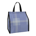 Blue And White Glen Plaid Print Insulated Lunch Tote