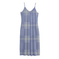 Blue And White Glen Plaid Print Jersey Midi Cami Dress