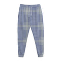 Blue And White Glen Plaid Print Jogger Pants