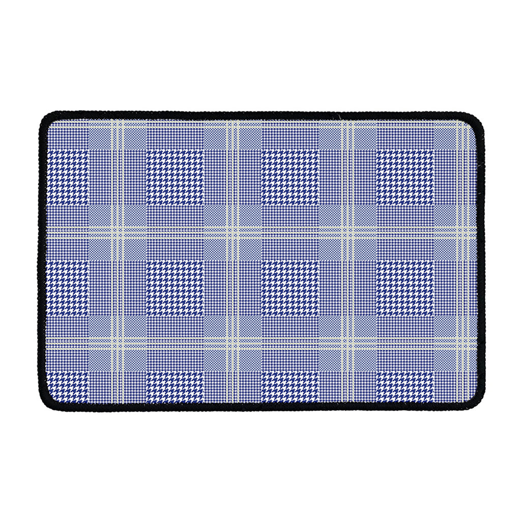Blue And White Glen Plaid Print Kitchen Mat