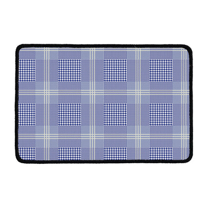 Blue And White Glen Plaid Print Kitchen Mat