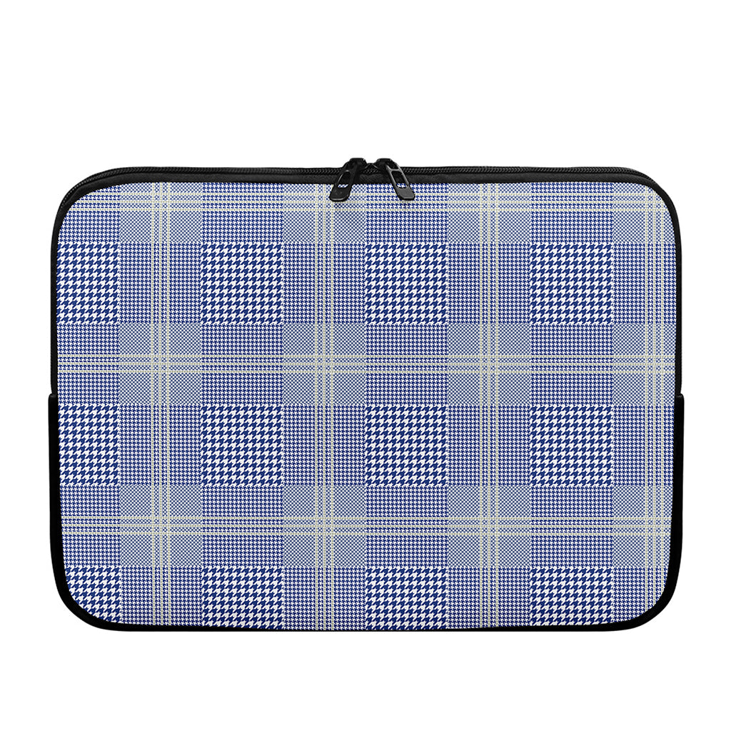 Blue And White Glen Plaid Print Laptop Sleeve