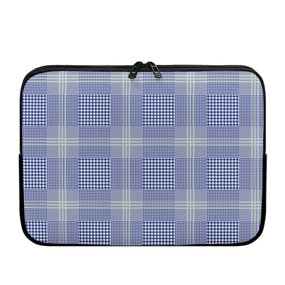 Blue And White Glen Plaid Print Laptop Sleeve