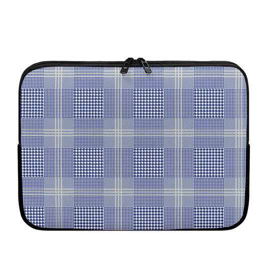Blue And White Glen Plaid Print Laptop Sleeve