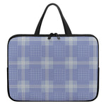 Blue And White Glen Plaid Print Laptop Sleeve With Handle