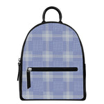 Blue And White Glen Plaid Print Leather Backpack