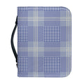 Blue And White Glen Plaid Print Leather Bible Cover