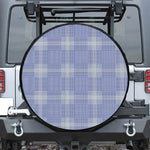 Blue And White Glen Plaid Print Leather Spare Tire Cover