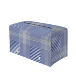 Blue And White Glen Plaid Print Leather Tissue Box Cover