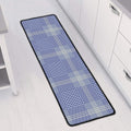 Blue And White Glen Plaid Print Long Kitchen Mat