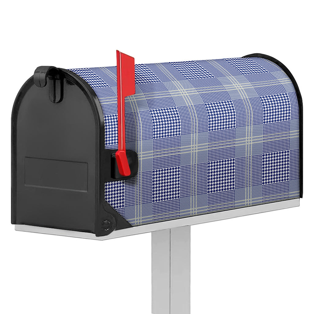 Blue And White Glen Plaid Print Mailbox Cover