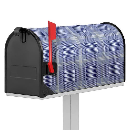 Blue And White Glen Plaid Print Mailbox Cover