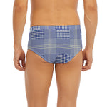 Blue And White Glen Plaid Print Men's Briefs