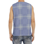 Blue And White Glen Plaid Print Men's Fitness Tank Top