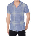 Blue And White Glen Plaid Print Men's Shirt