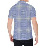 Blue And White Glen Plaid Print Men's Shirt
