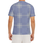 Blue And White Glen Plaid Print Men's Short Sleeve Rash Guard