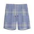 Blue And White Glen Plaid Print Men's Athletic Shorts