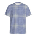 Blue And White Glen Plaid Print Men's Athletic T-Shirt