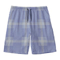 Blue And White Glen Plaid Print Men's Swim Trunks
