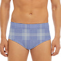 Blue And White Glen Plaid Print Men's Triangle Swim Briefs