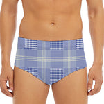 Blue And White Glen Plaid Print Men's Triangle Swim Briefs