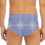 Blue And White Glen Plaid Print Men's Triangle Swim Briefs