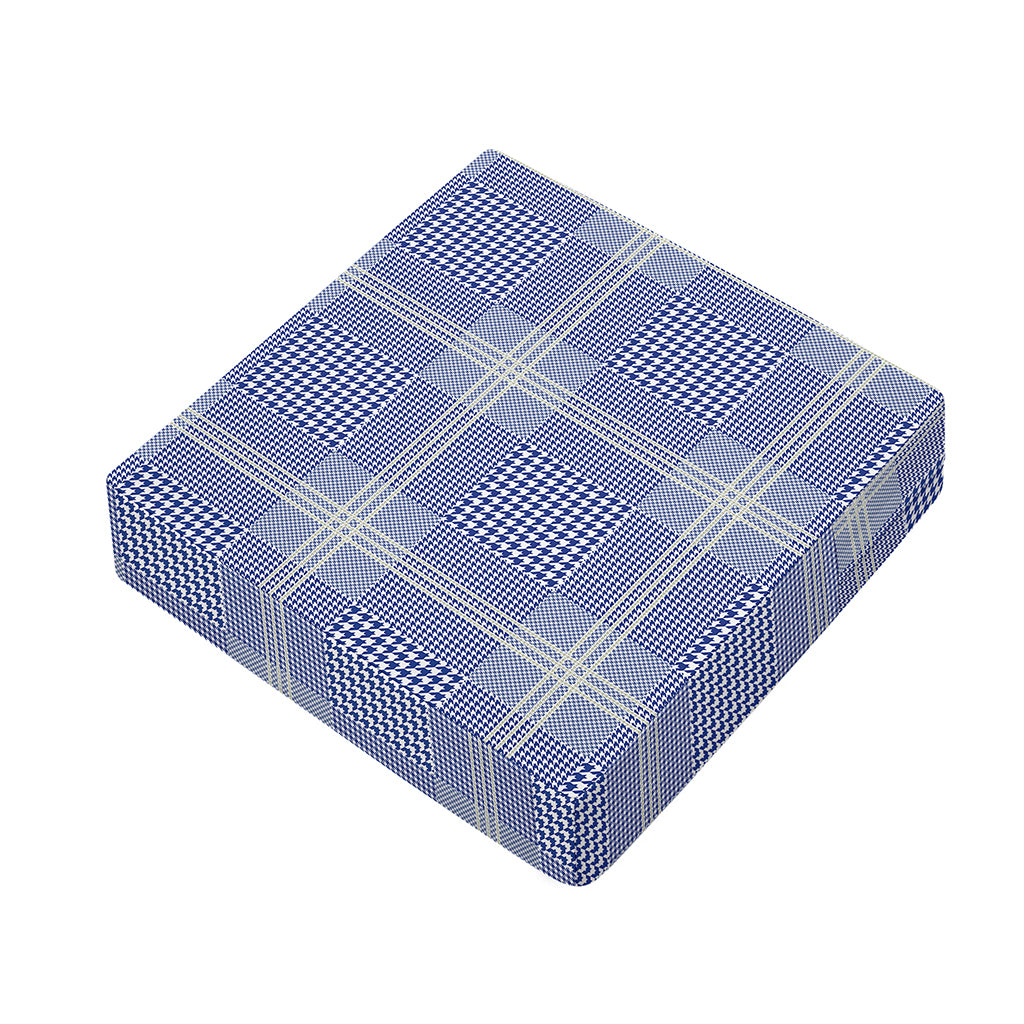 Blue And White Glen Plaid Print Outdoor Seat Cushion Cover