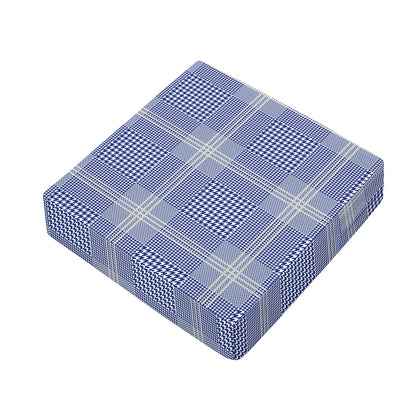 Blue And White Glen Plaid Print Outdoor Seat Cushion Cover