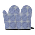 Blue And White Glen Plaid Print Oven Mitts