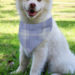 Blue And White Glen Plaid Print Over The Collar Dog Bandana