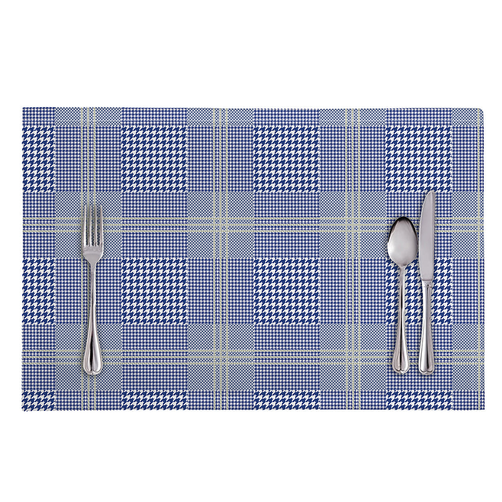 Blue And White Glen Plaid Print Placemat