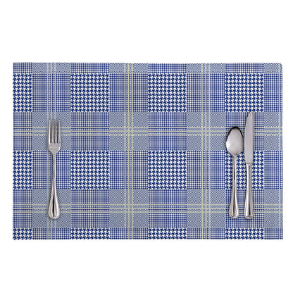 Blue And White Glen Plaid Print Placemat
