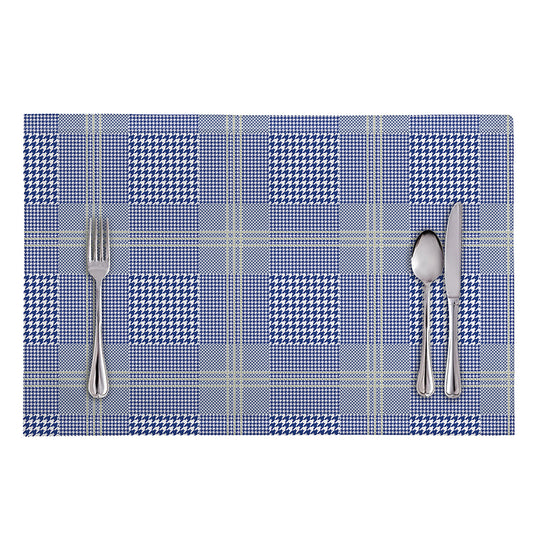 Blue And White Glen Plaid Print Placemat