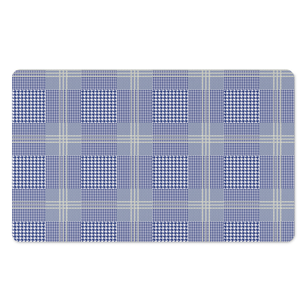 Blue And White Glen Plaid Print Polyester Doormat