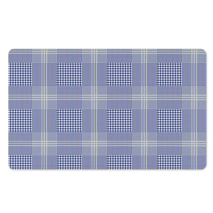 Blue And White Glen Plaid Print Polyester Doormat