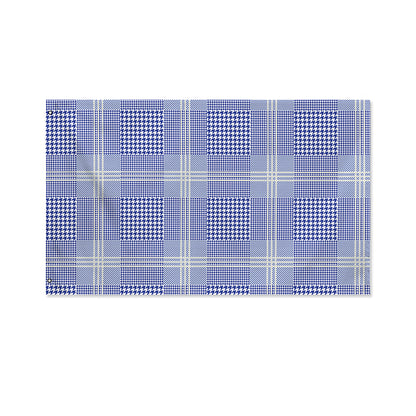 Blue And White Glen Plaid Print Polyester Flag